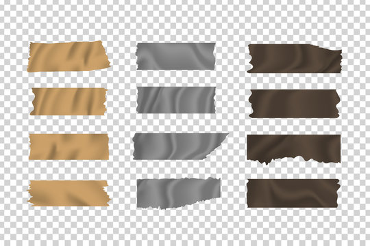 Vector set of realistic isolated adhesive skotch sticky tapes on the transparent background for decoration and covering.