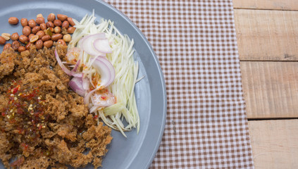 Crispy catfish salad with green mango
