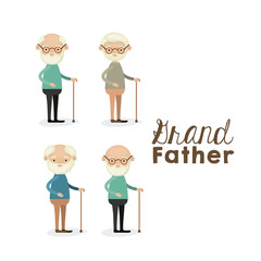 white background set full body elderly man text grandfather
