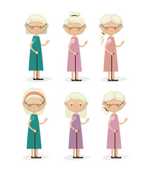 white background set full body standing of grandmother