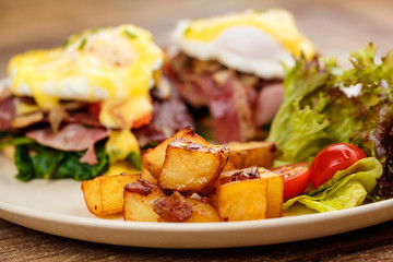 Hamburger , burger with grilled beef, egg, cheese, bacon and vegetables