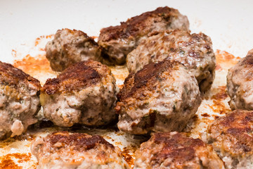 Meat balls of minced beef and pork