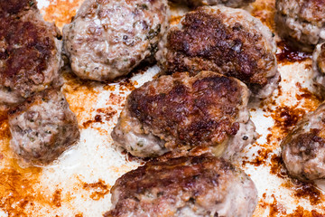 Meat balls of minced beef and pork