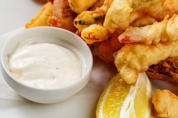 Breaded Prawns - King prawns coated in plain and spicy breadcrumbs and deep-fried