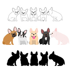 Obraz na płótnie Canvas set of French bulldog group