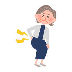vector illustration of an elderly woman with low back pain