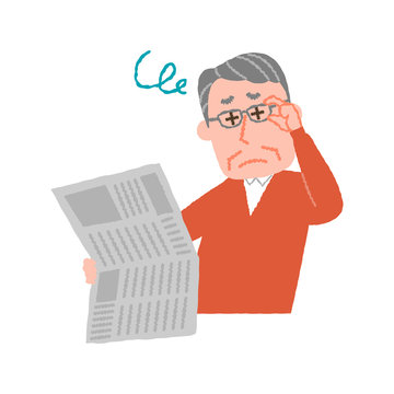vector illustration of an elderly man who have advanced presbyopia
