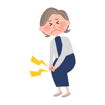 vector illustration of an elderly woman with a knee sore
