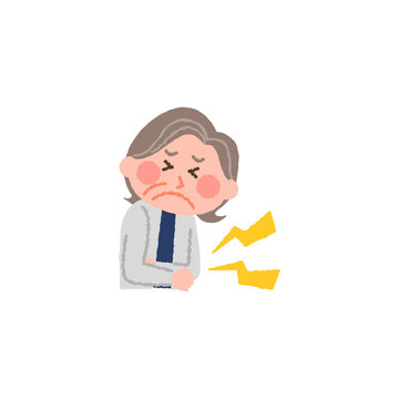 vector illustration of an elderly woman with stomach ache