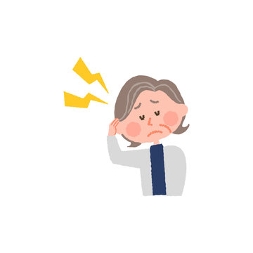 vector illustration of an elderly woman with headache