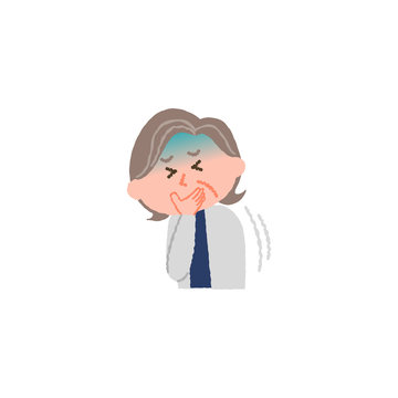 vector illustration of an elderly woman nauseated