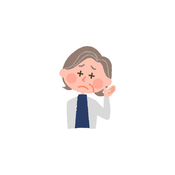 vector illustration of an elderly woman hard to hear