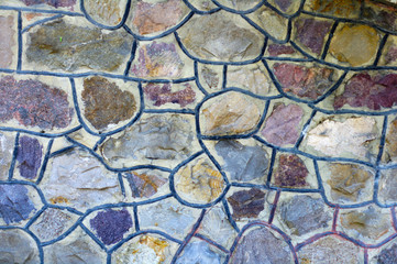 Stone wall next to sidewalk