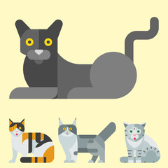 Cats vector illustration cute animal funny decorative kitty characters feline domestic kitten trendy pet drawn