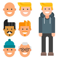 Man constructor body avatar creator vector cartoon character creation spare parts spares animation.
