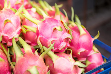 Dragon fruit on market stand