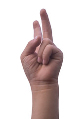 Baby hands isolated over white background