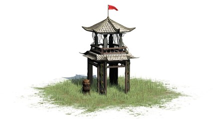 Naklejka premium Asian pagoda tower - isolated on white background
