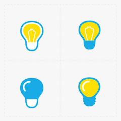 Colorful Light bulbs. Bulb icon set.