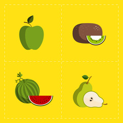 Colorful Fruit Icon Set on Bright Background