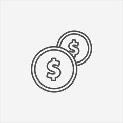Coins Icon with dollar sign.