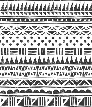 Seamless tribal pattern. Abstract block print. EPS 10 vector illustration.