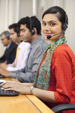 Portrait of a female call center agent