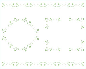 手描き　クローバー　フレーム　セット