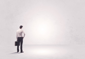Fototapeta premium Finance worker standing in pure nothing