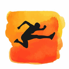 Sport silhouettes on a beautiful watercolor background