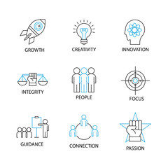 Modern Thin Line Icon and Pictogram, Business Core Value Concept, Flat thin line designed vector Illustrator