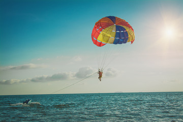 Parasailing at  Beach in Pattaya Thailand