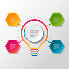 Vector infographic template with 3D paper label, integrated circles. Can be used for workflow layout, diagram, idea business step options, banner, web design. background illustration.