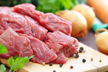 Raw beef with vegetables and spices