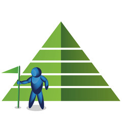 Man holding a flag on the pyramid. vector illustrator.