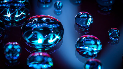 Teal Blue Water Drops - obrazy, fototapety, plakaty