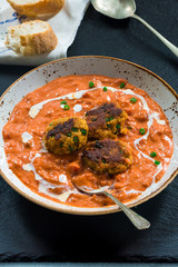 Thai crab cakes and bisque