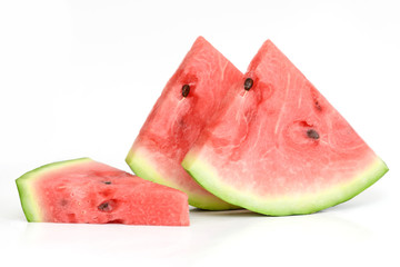 Watermelon slices on white background