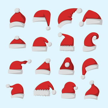 Santa claus fashion red hat modern elegance cap winter xmas holiday top clothes vector illustration.