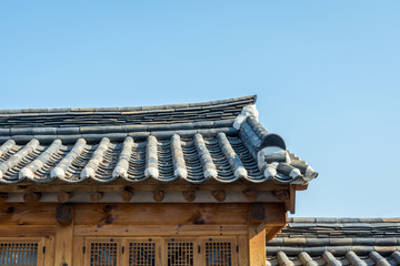 Korean style wall and roof in village south korea