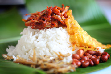 Traditional Malaysia Coconut Rice Nasi Lemak