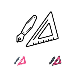 Pen and Ruler Logo Icon Vector