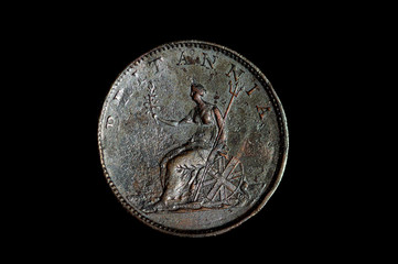 One penny 1806 king George III coin reverse side