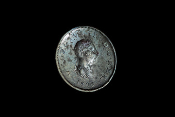 One penny 1806 king George III coin obverse side