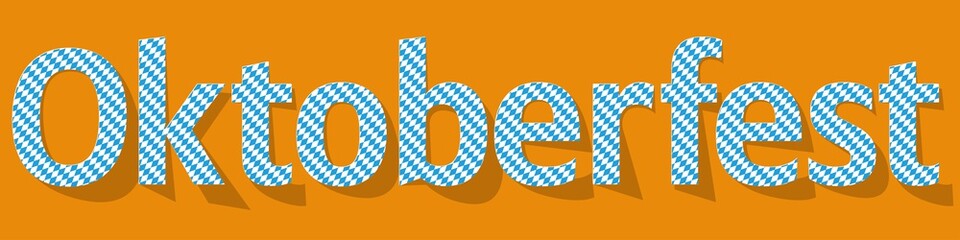 Oktoberfest Banner checkered letters on a yellow background.