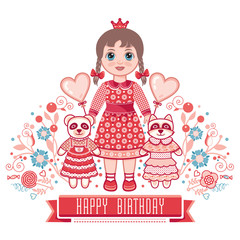 Happy birthday - greetings card for girl.