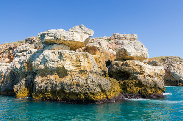 Rocky coast on the Black Sea near Tyulenovo village, Bulgaria