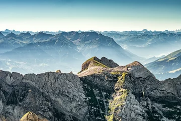 Fotobehang Mountain view from Mount Saentis, Switzerland , Swiss Alps. © Mara Zemgaliete