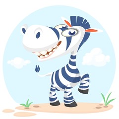  Cute cartoon zebra character. Wild  animal collection. Baby education. Isolated vector illustration © drawkman