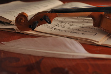 Plakat Violin and notes on the table